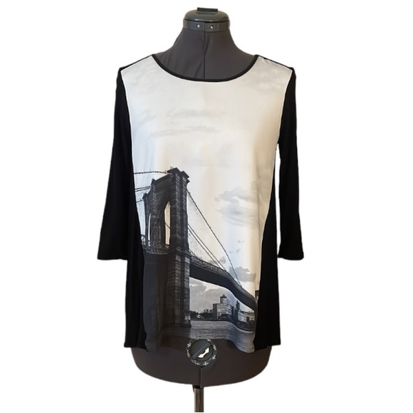 Elie Tahari for Design Nation New York 3/4 Sleeve Graphic Top Size Small - Picture 2 of 15